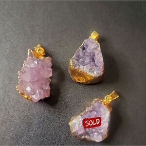 1pc Natural Irregular Amethyst Rock Pendant Healing Crystal Gemstone